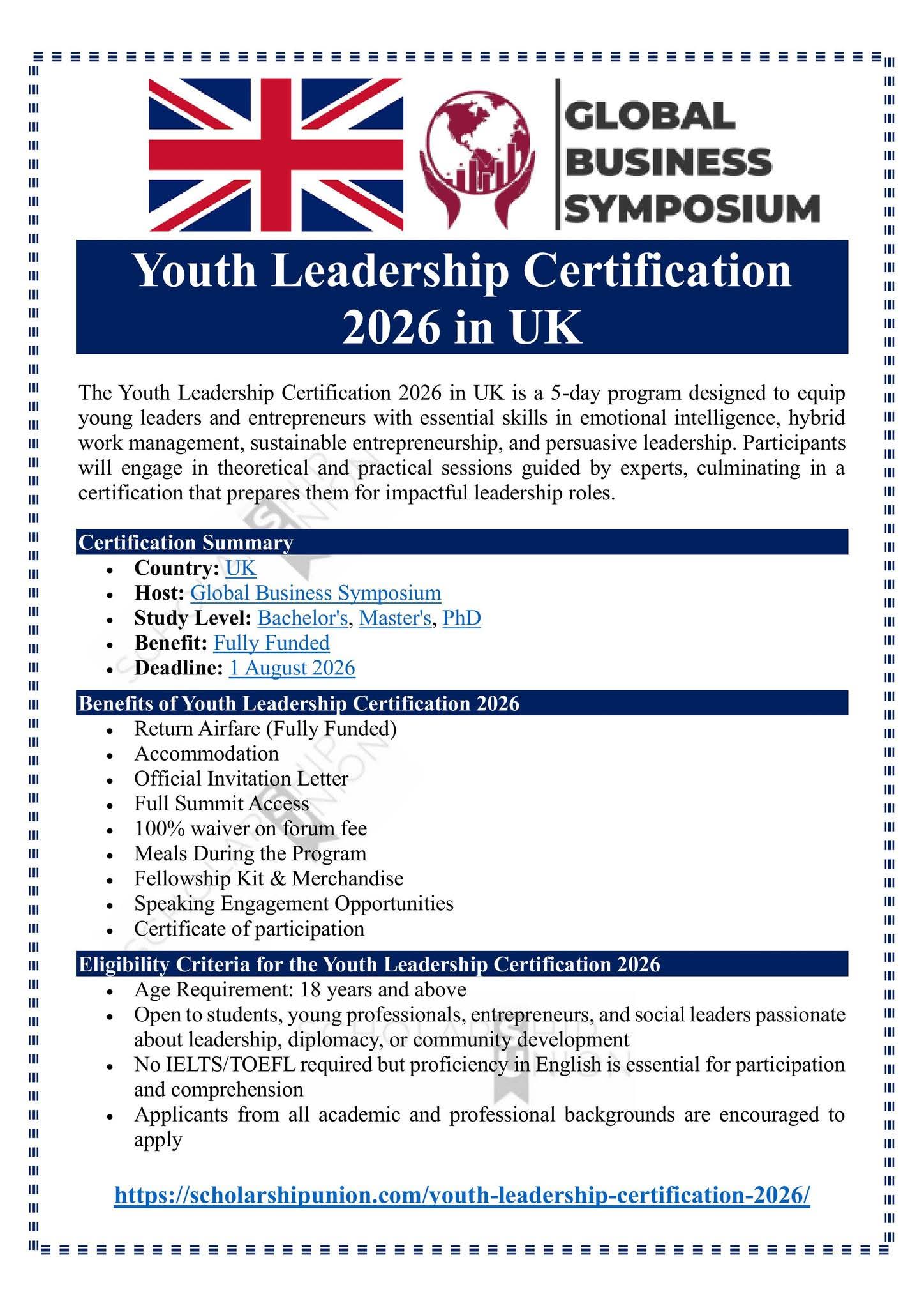 Youth Leadership Certification 2026 in UK