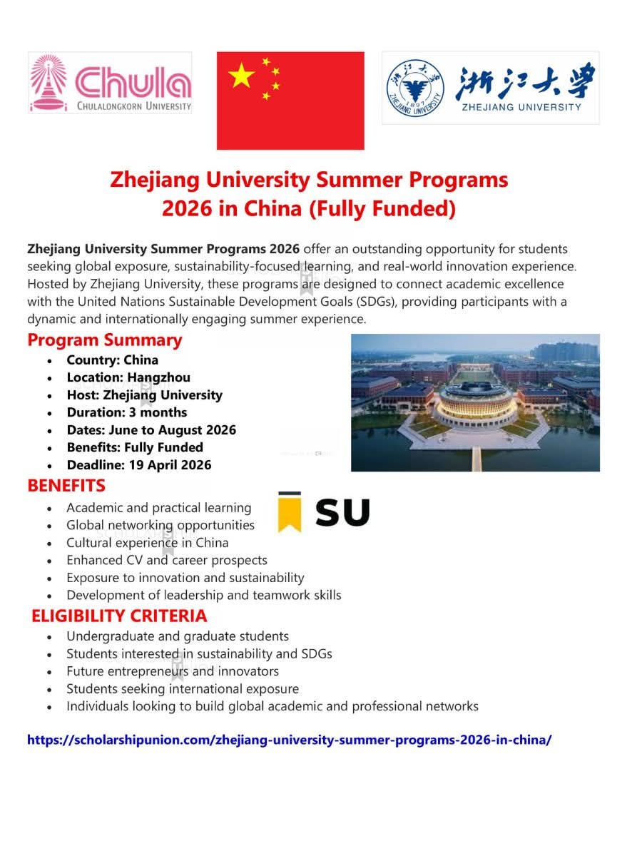 Zhejiang University Summer Programs 2026 In China