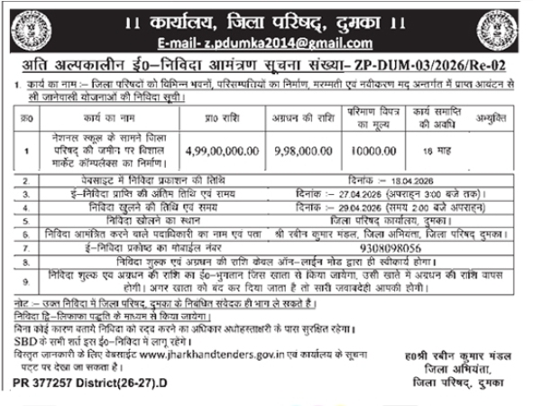 Zila Parishad E-Tender Notice