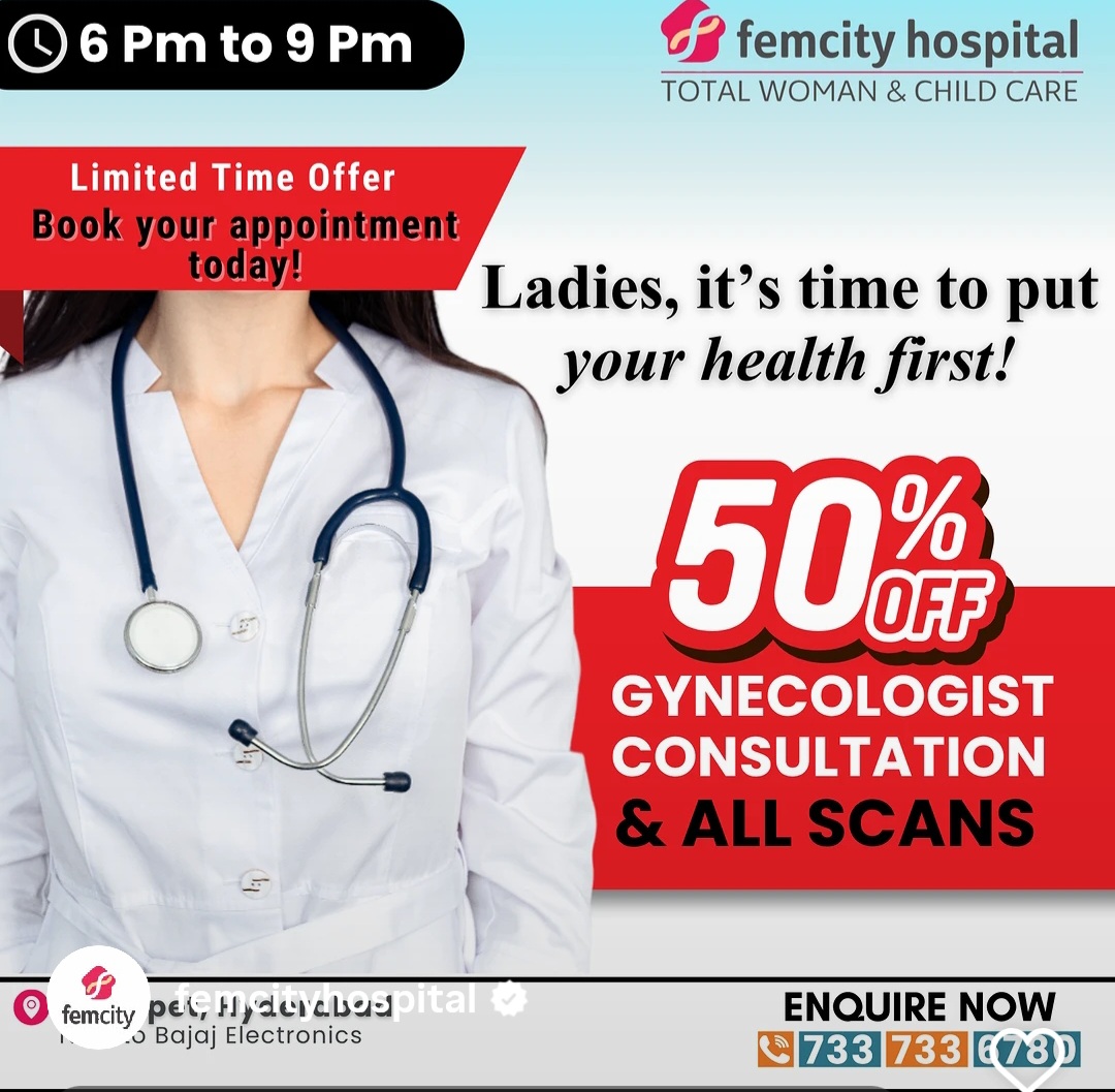 50% off on gynecologist and all scans