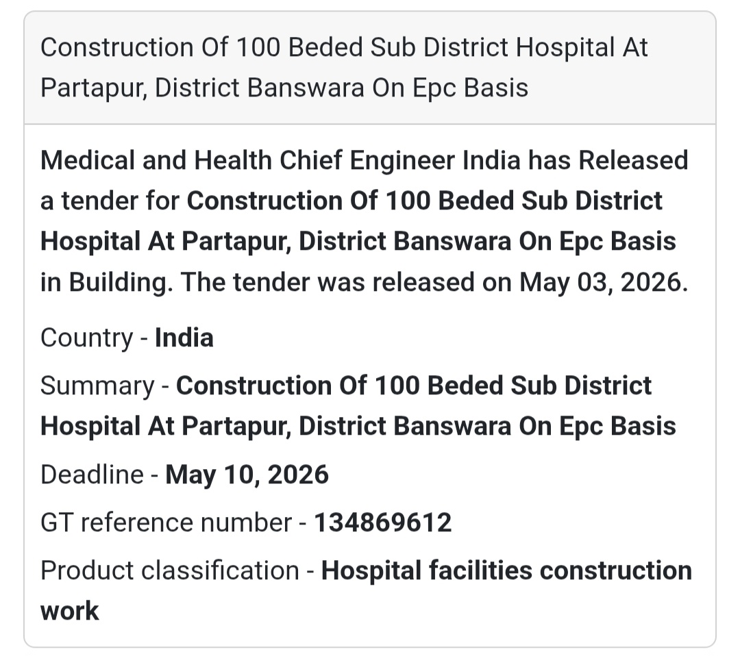🏥 100 Bedded Hospital Construction – Partapur