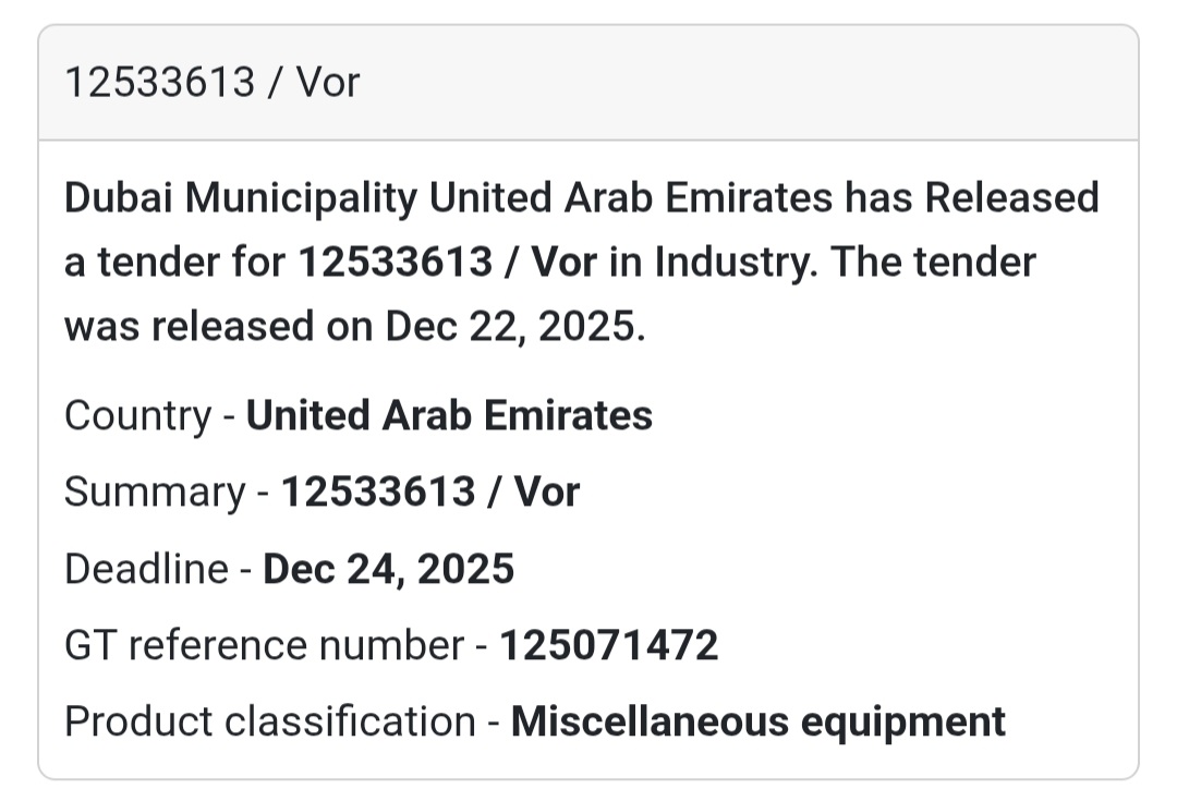 12533613 / VOR | Dubai Municipality