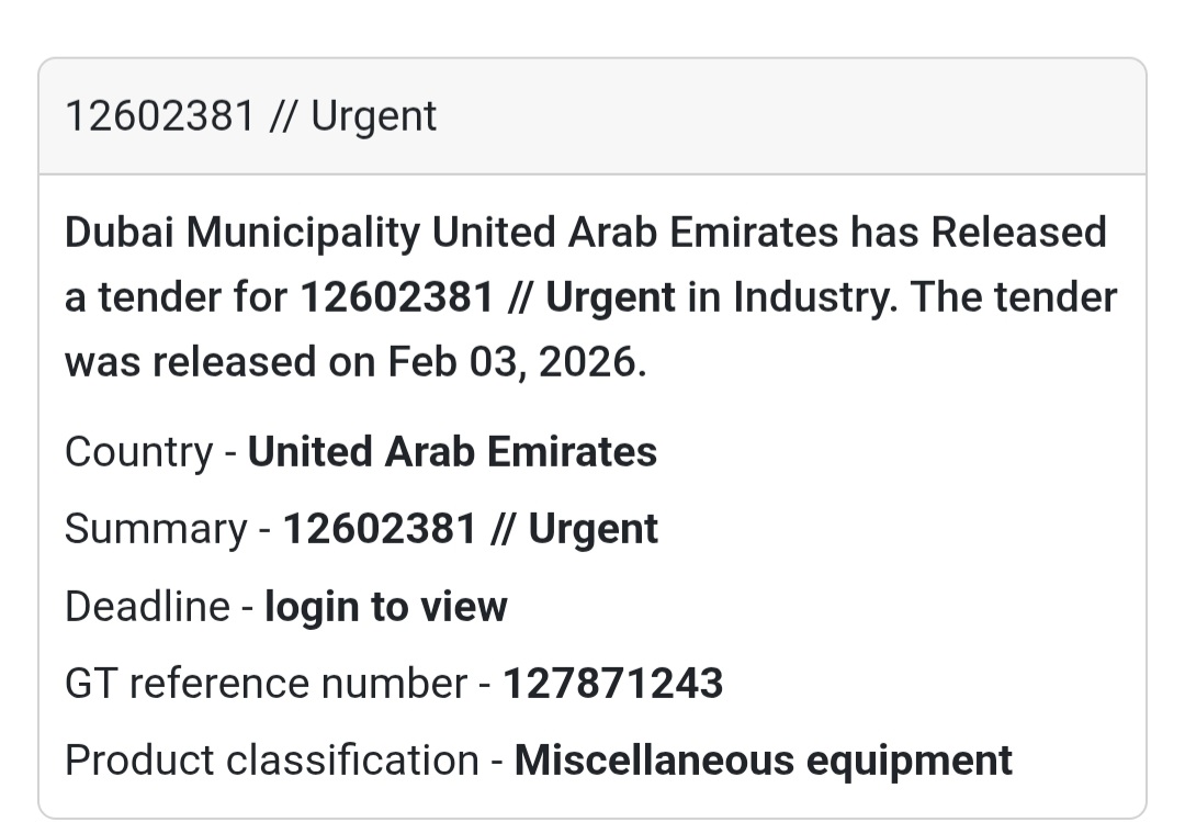 🚨 12602381 // Urgent Miscellaneous Equipment | UAE 🇦🇪