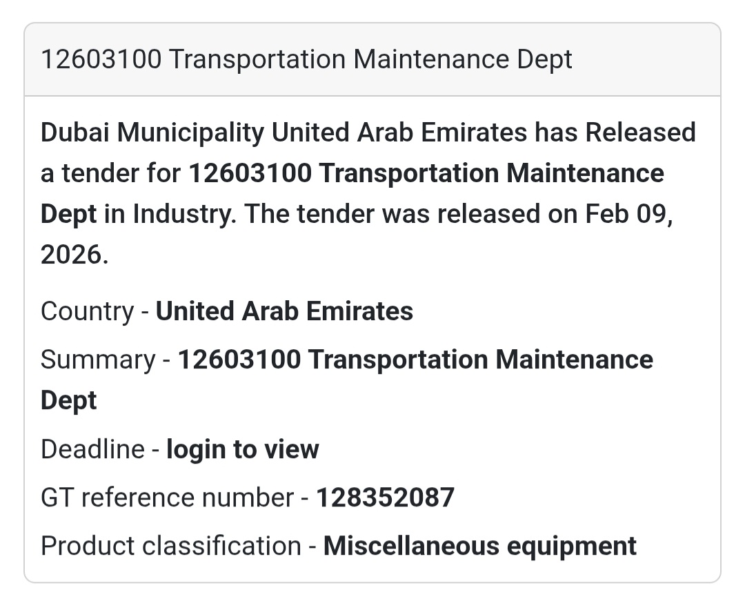 🚛 12603100 – Transportation Maintenance Dept