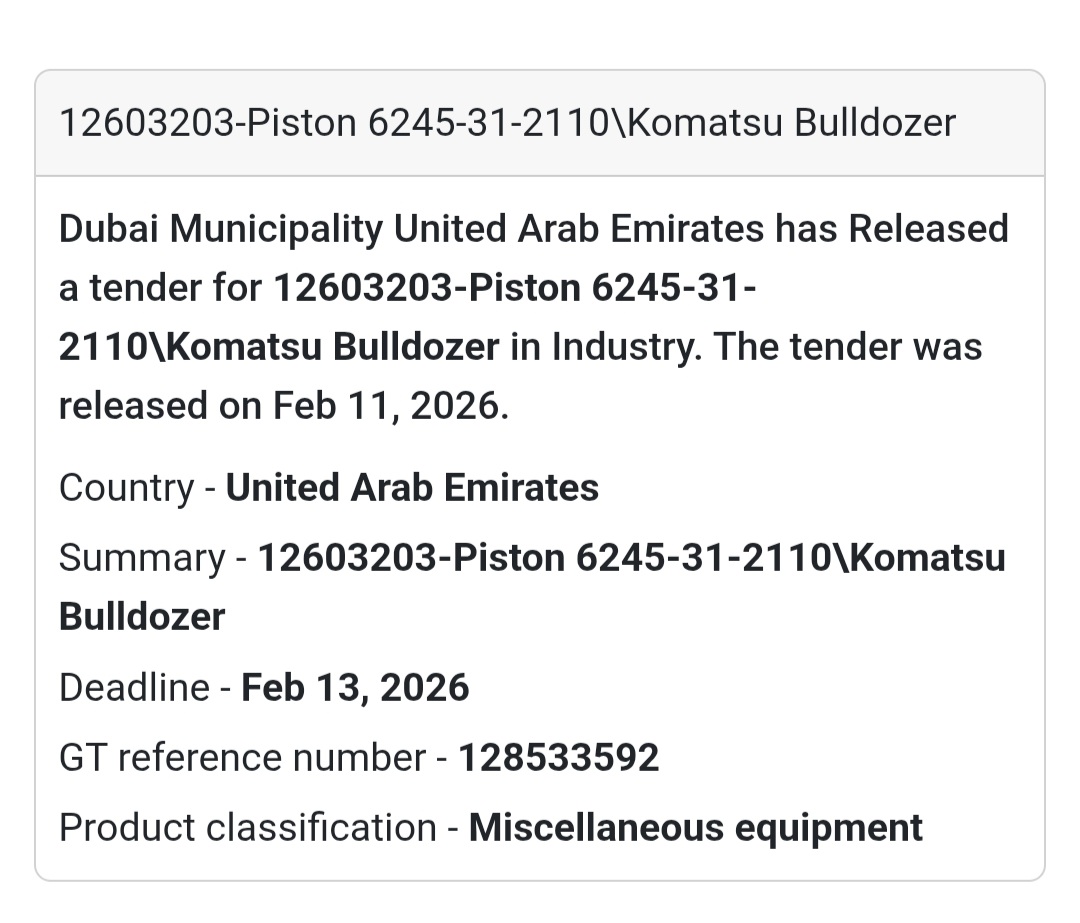 🚜 12603203 – Piston 6245-31-2110 Komatsu Bulldozer