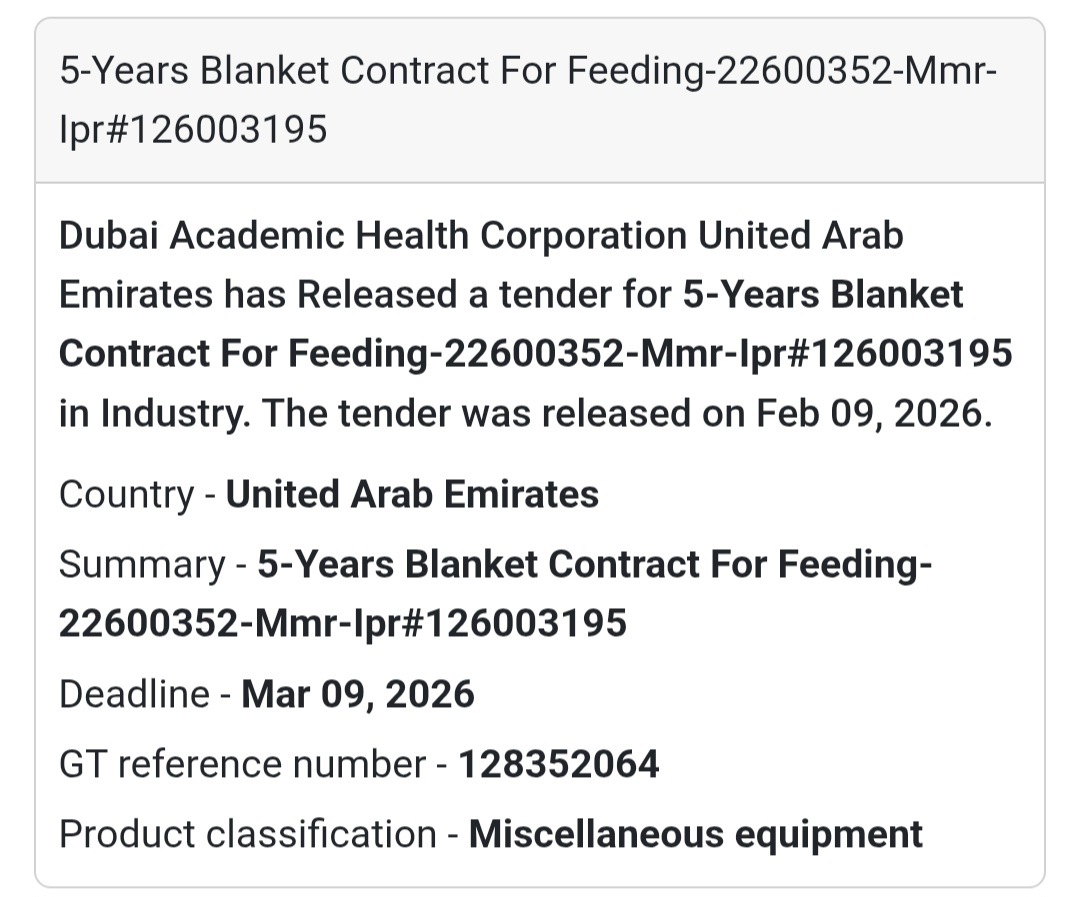 🍽️ 5-Years Blanket Contract for Feeding