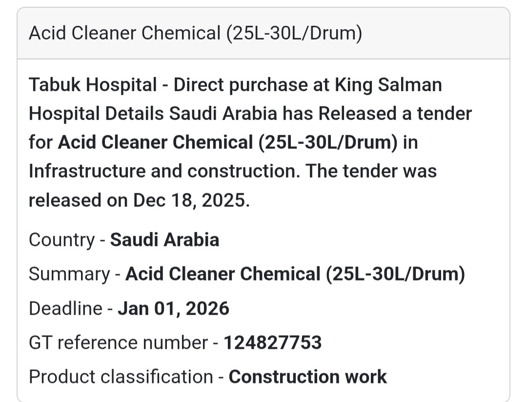 🔔 Acid Cleaner Chemical Supply | Saudi Arabia 🇸🇦