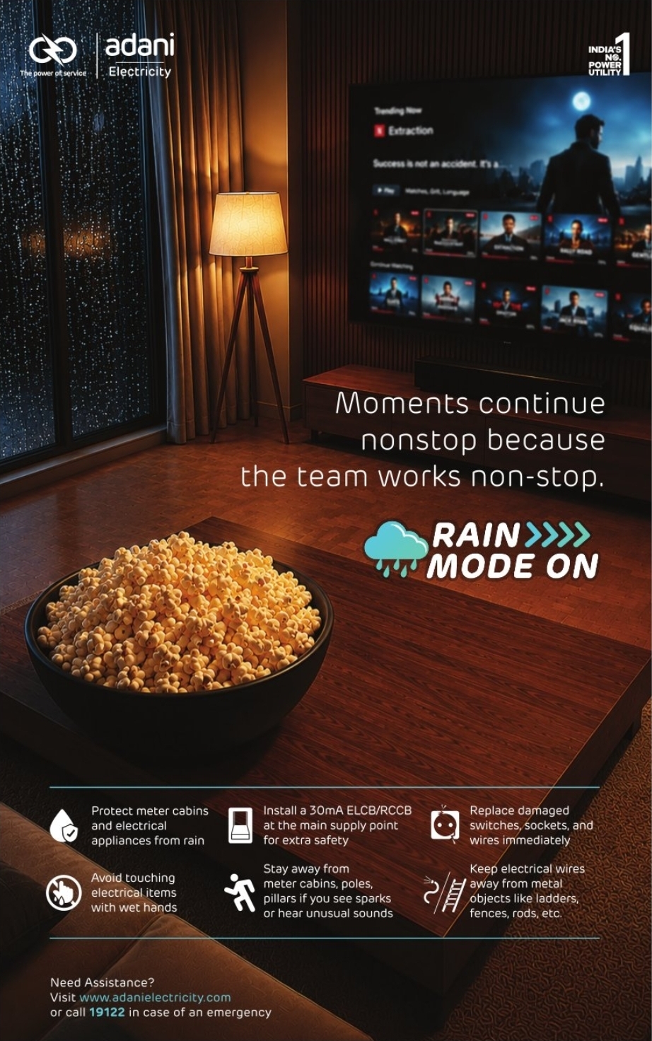 ⚡ Adani Electricity – Monsoon Safety Advisory