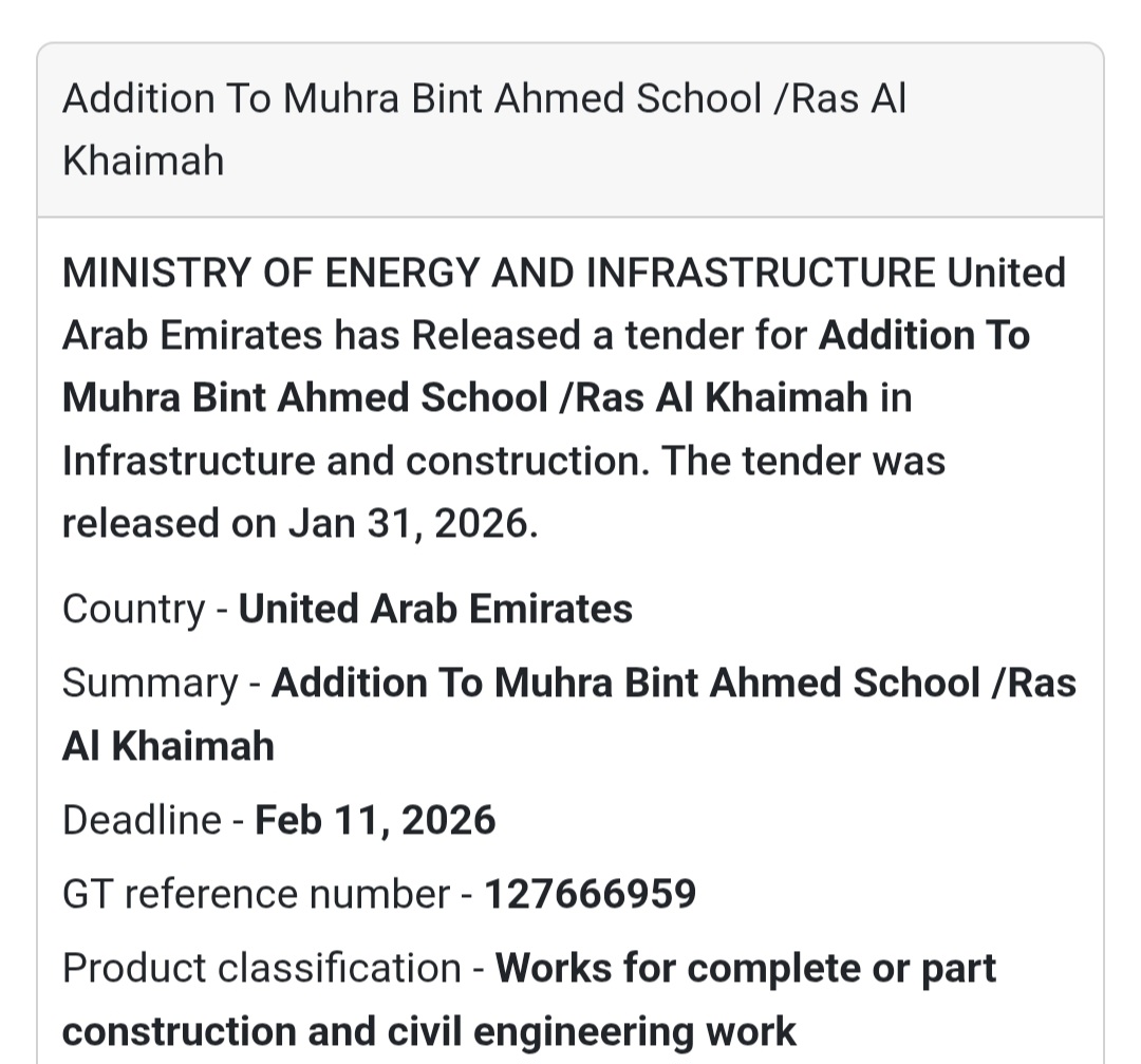 🏫 Addition to Muhra Bint Ahmed School – Ras Al Khaimah