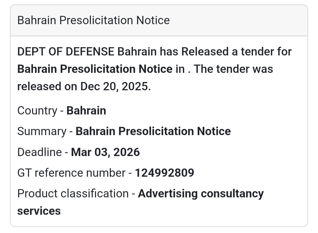 📢 Advertising & Consultancy Notice – Bahrain 🇧🇭