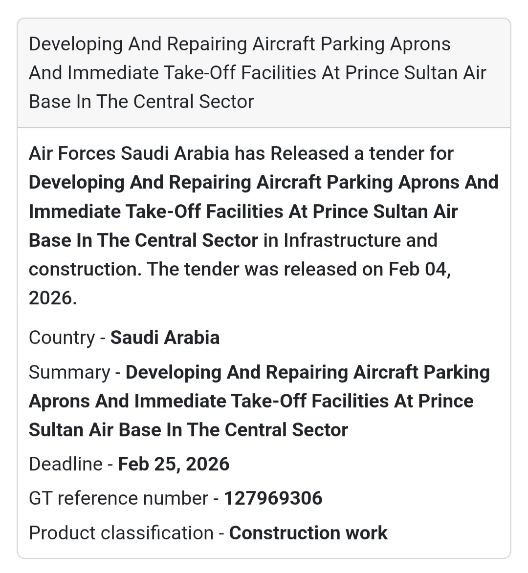 ✈️ Aircraft Aprons & Take-Off Facilities – Prince Sultan Air Base