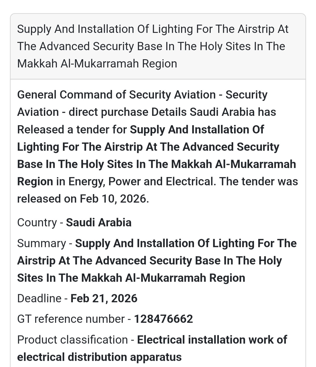 💡 Airstrip Lighting Supply & Installation – Makkah Region