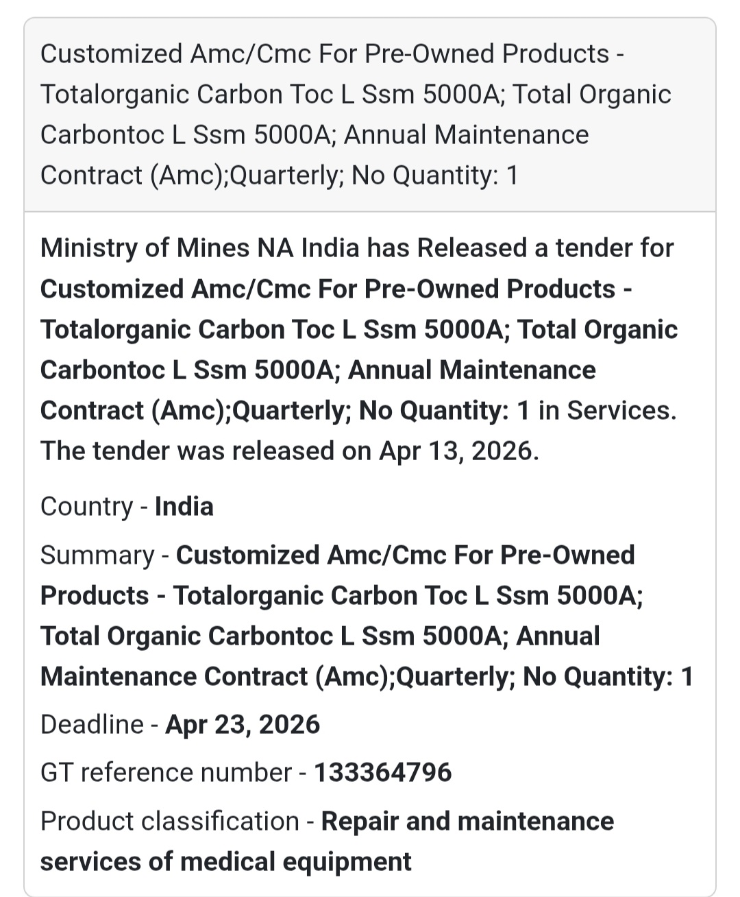 ⚗️ AMC for Carbon Analyzer Equipment