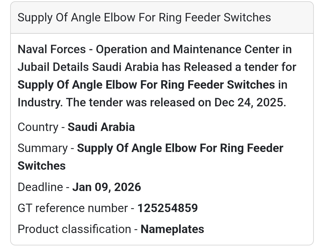 ⚙️ Angle Elbow for Ring Feeder Switches – Jubail 🇸🇦