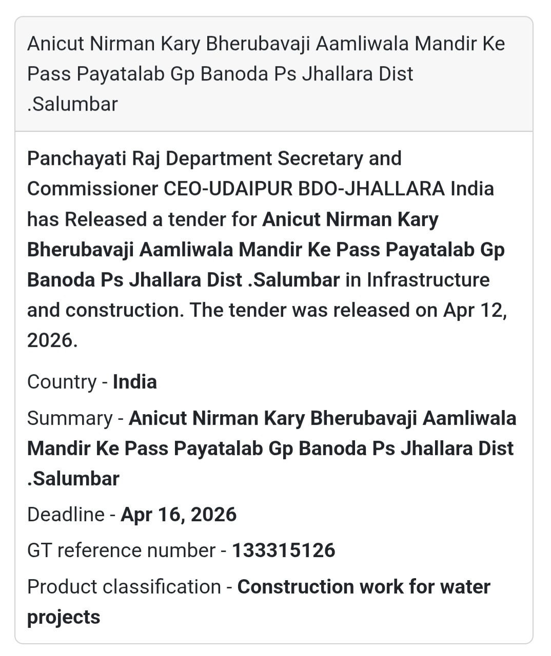 🌊 Anicut Construction Work – Salumbar