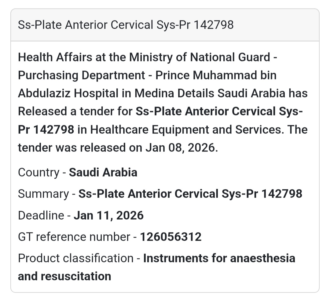 🦴 Anterior Cervical Plate System – Medina
