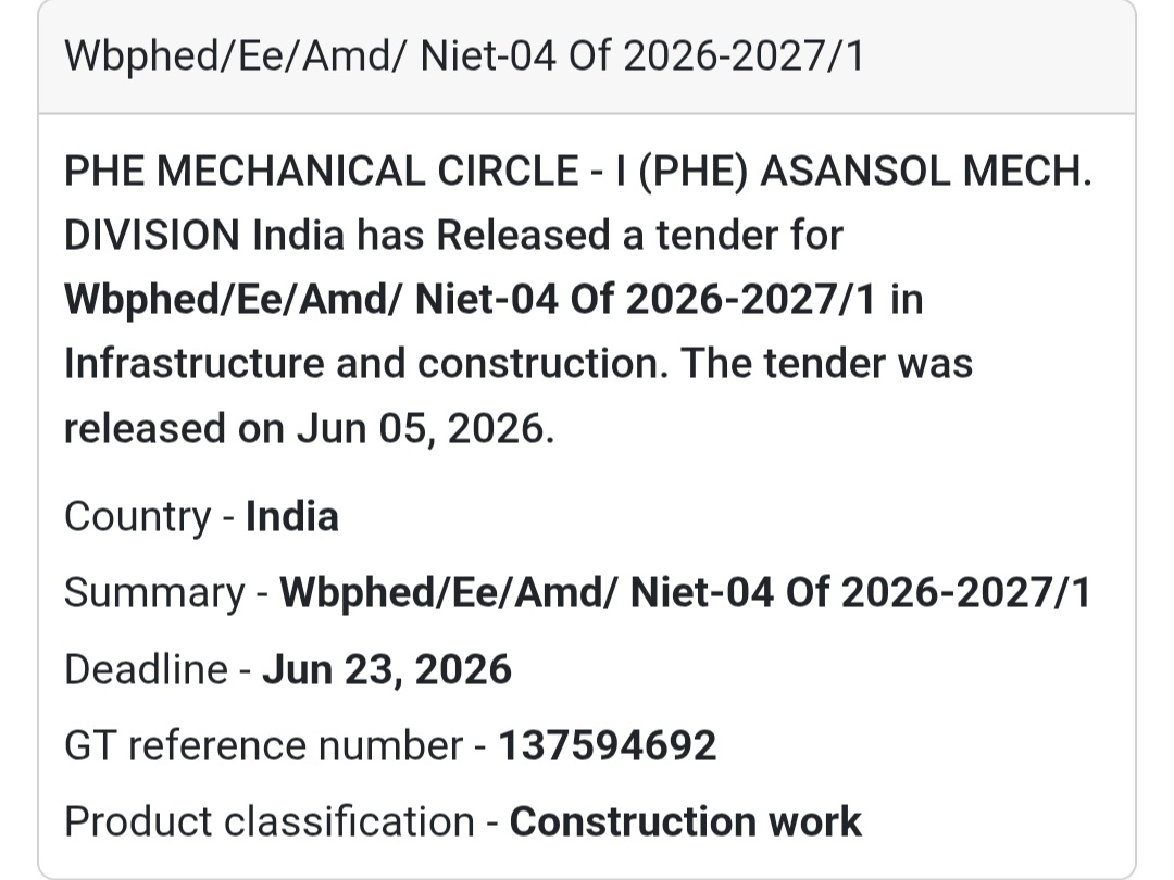 🚧 Asansol, West Bengal | Construction Work Tender