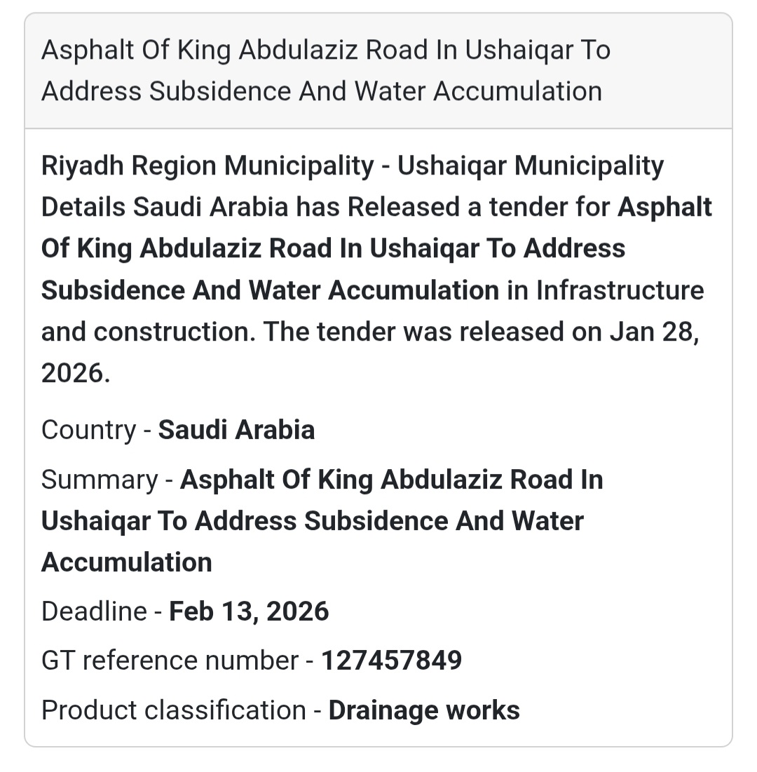 🛣️ Asphalt & Drainage Works | Riyadh Region