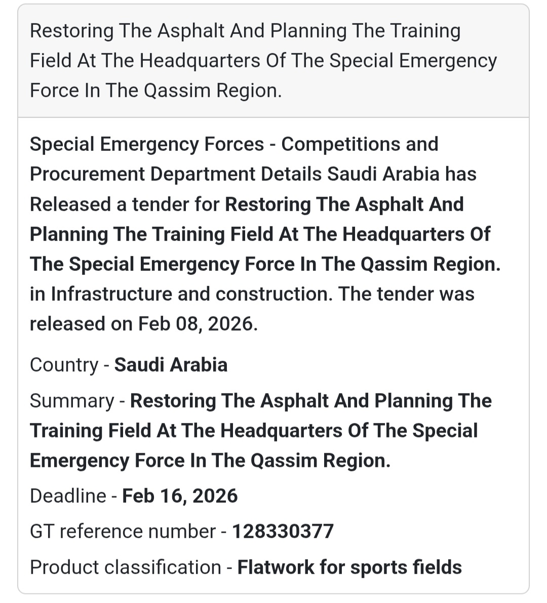 🏟 Asphalt Restoration & Training Field Planning – Qassim
