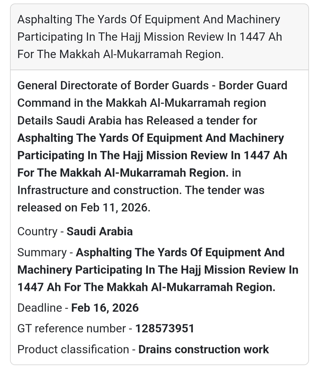 🛣️ Asphalt Works – Hajj Mission Equipment Yards (Makkah Region)