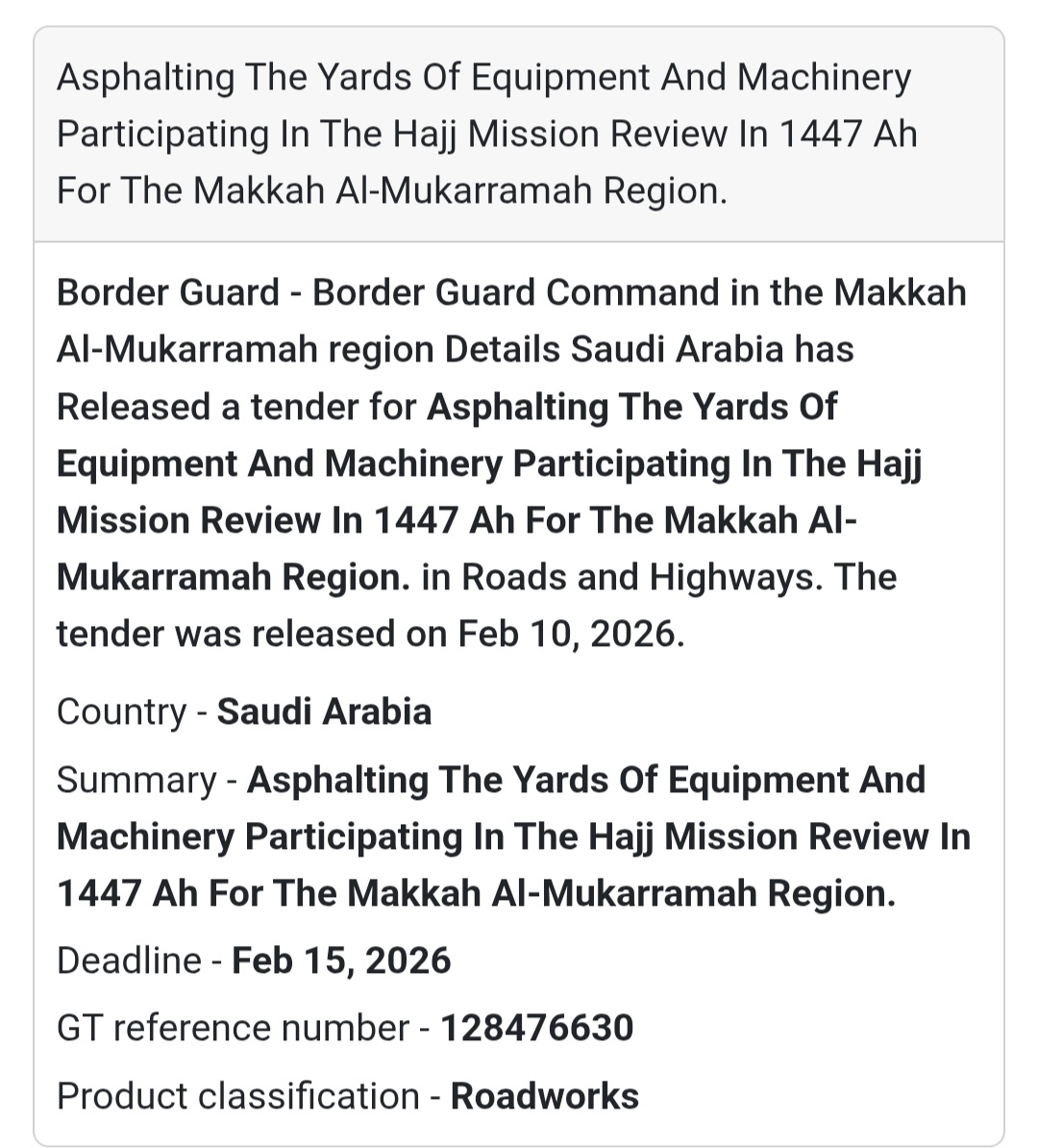 Asphalt Works – Makkah Region