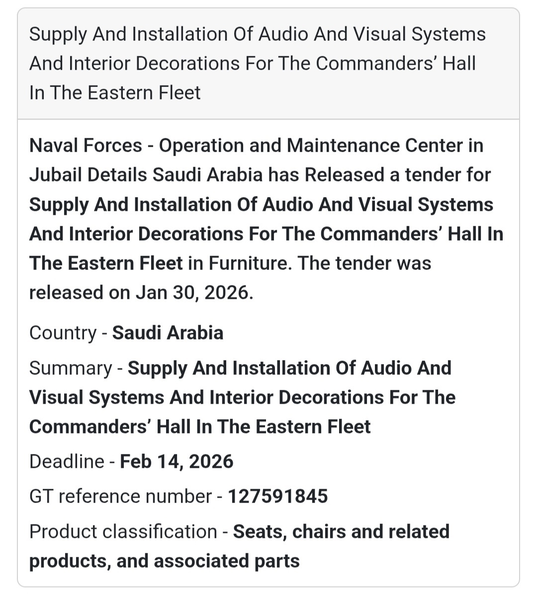 🎶 Audio-Visual & Interior Works – Eastern Fleet