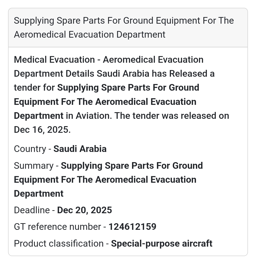 🔔 Aviation Support Tender | Saudi Arabia 🇸🇦