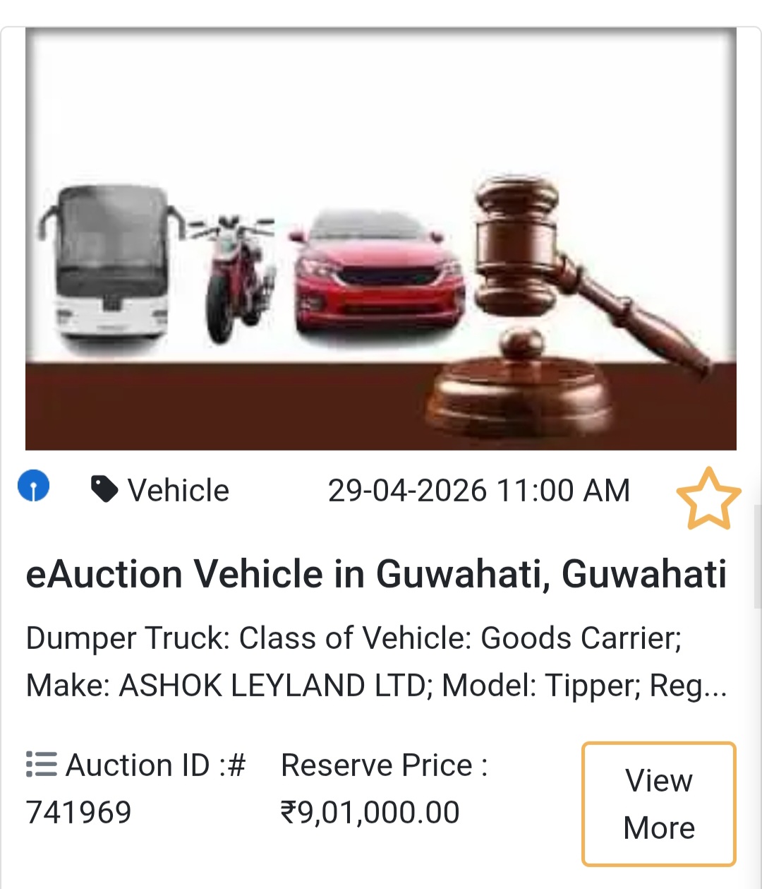 Bank: SBI eAuction📍 Guwahati Deal – Ashok Leyland Tipper 🚛