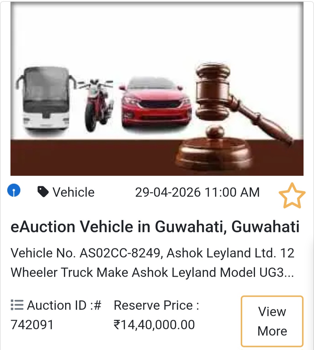 Bank: SBI eAuction📍 Guwahati Deal – Ashok Leyland Truck