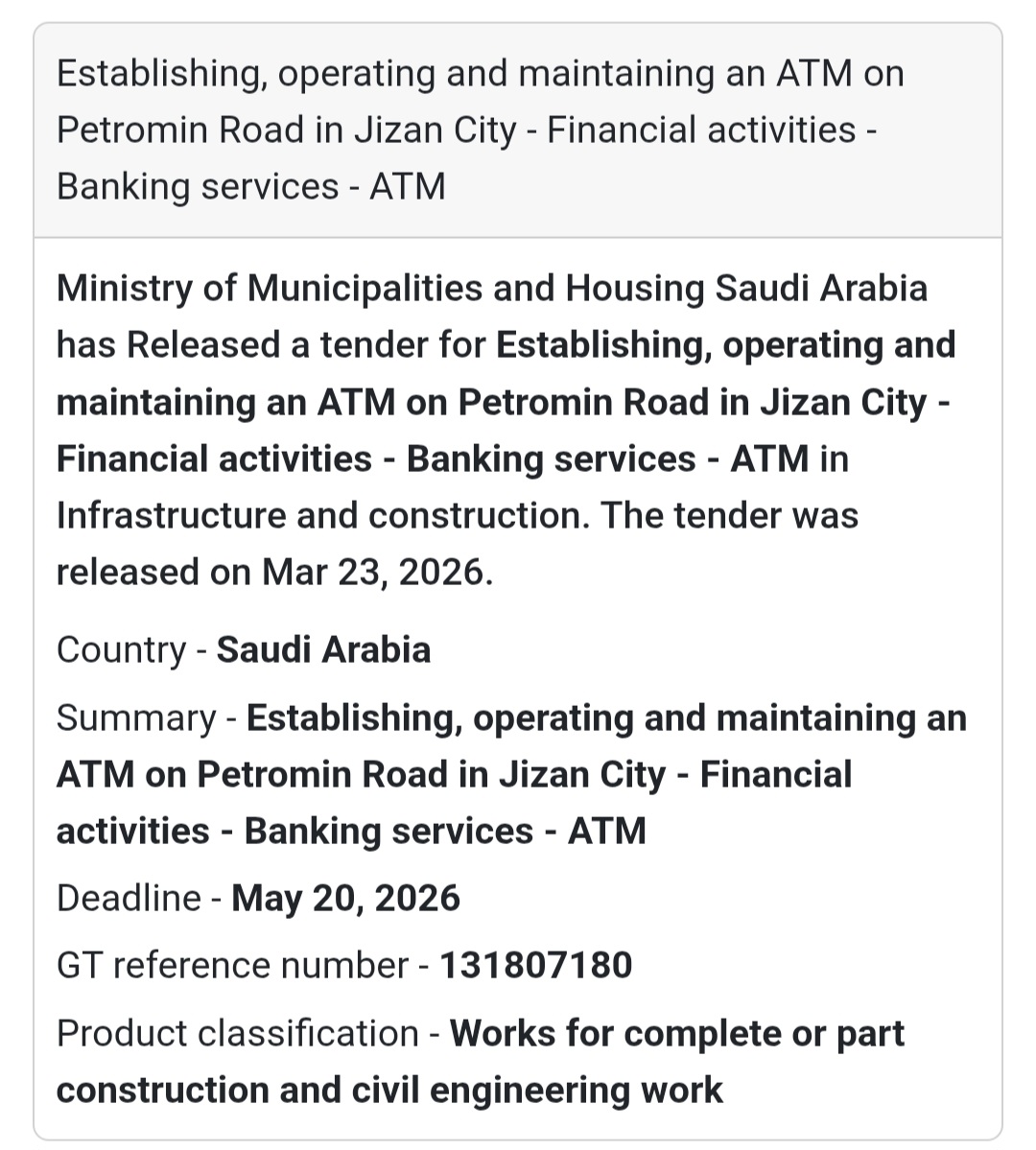 🏧 Banking Infrastructure Opportunity