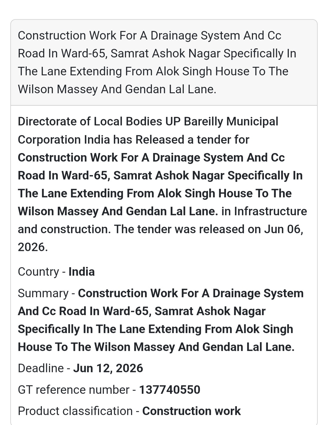🚧 Bareilly, Uttar Pradesh | CC Road & Drainage Development Work