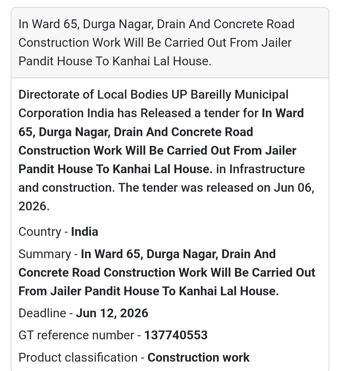 🚧 Bareilly, Uttar Pradesh | Drain & CC Road Construction Work