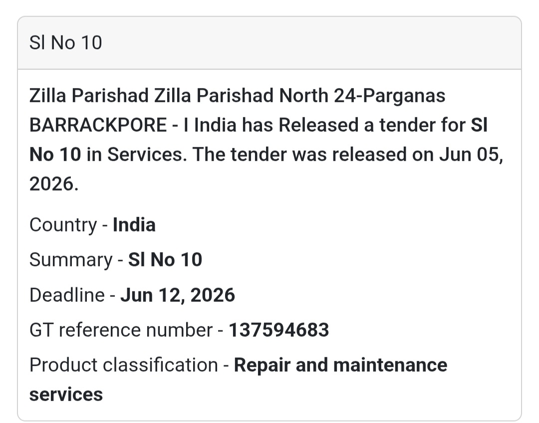 💼 Barrackpore, West Bengal | Maintenance Work Opportunity