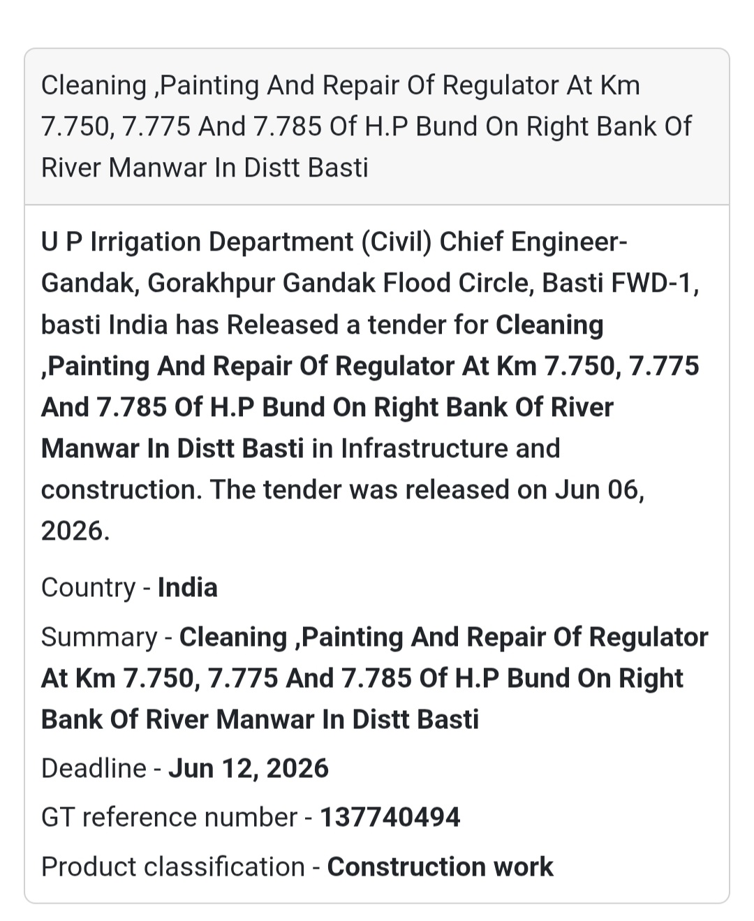 🌊 Basti, Uttar Pradesh | Cleaning, Painting & Repair of Regulators on H.P. Bund