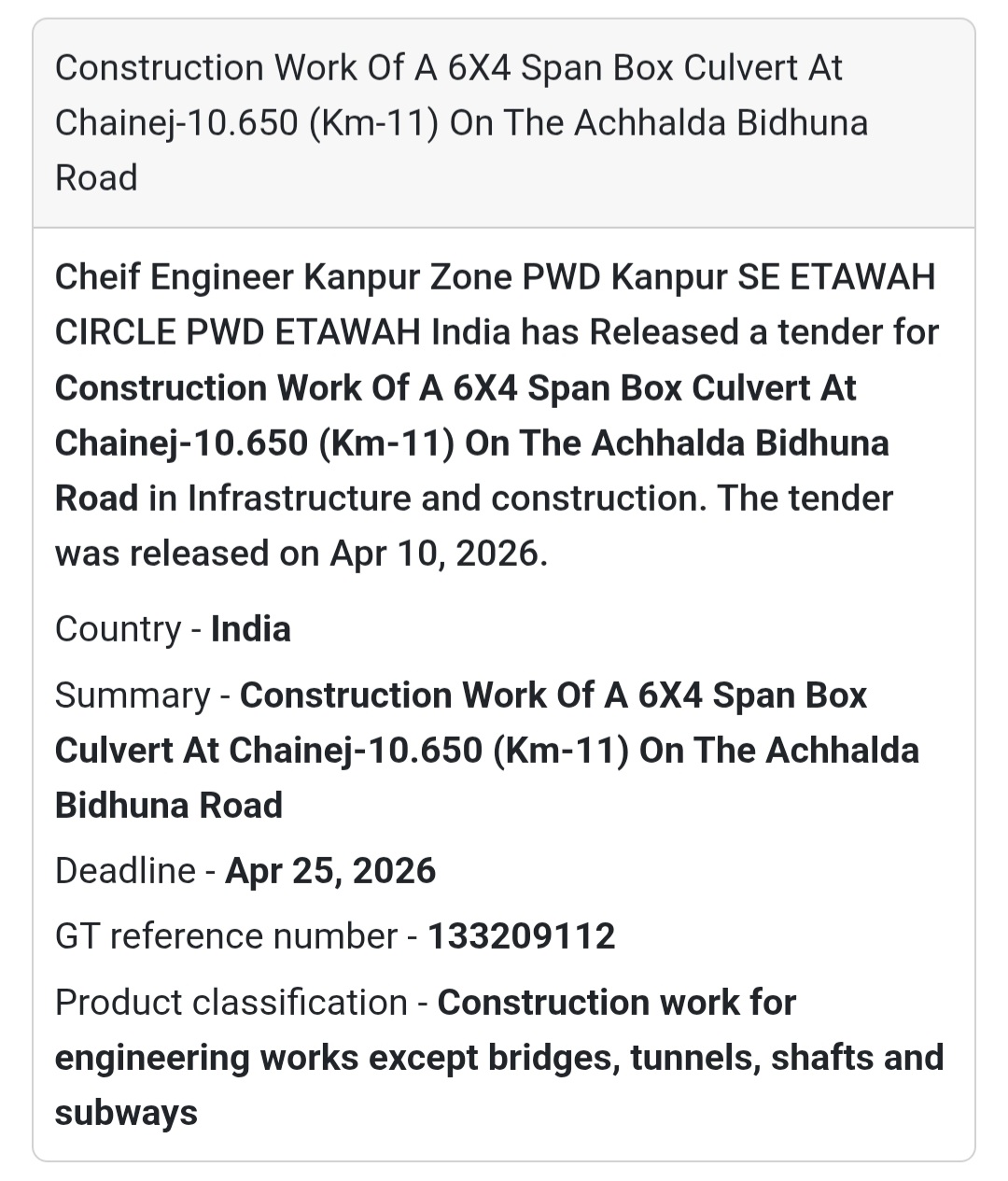 🌉 Box Culvert Construction – Etawah