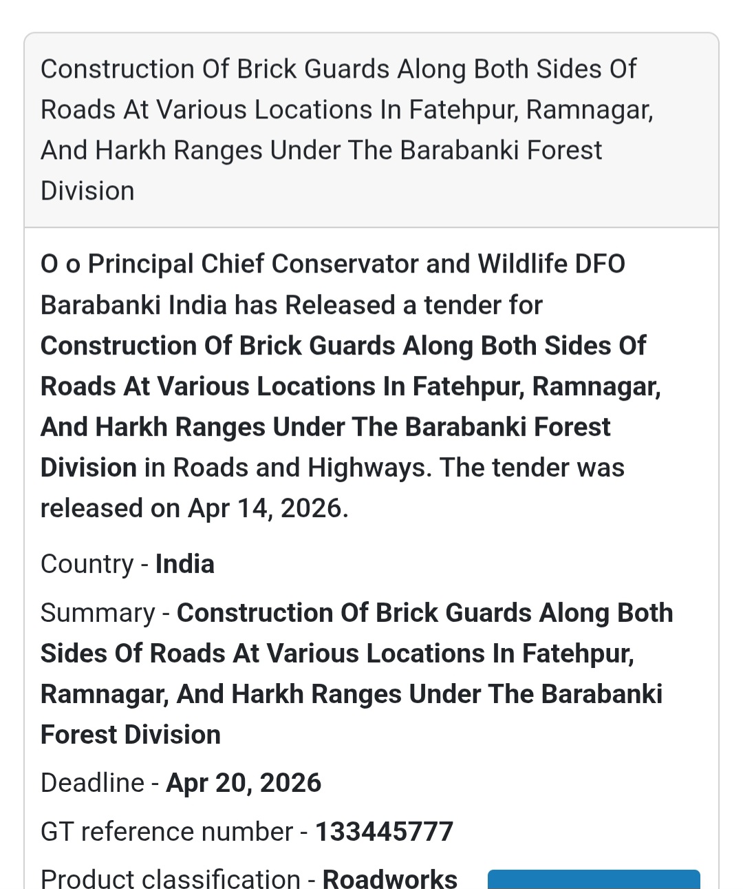 🧱 Brick Guard Construction – Barabanki Forest Division