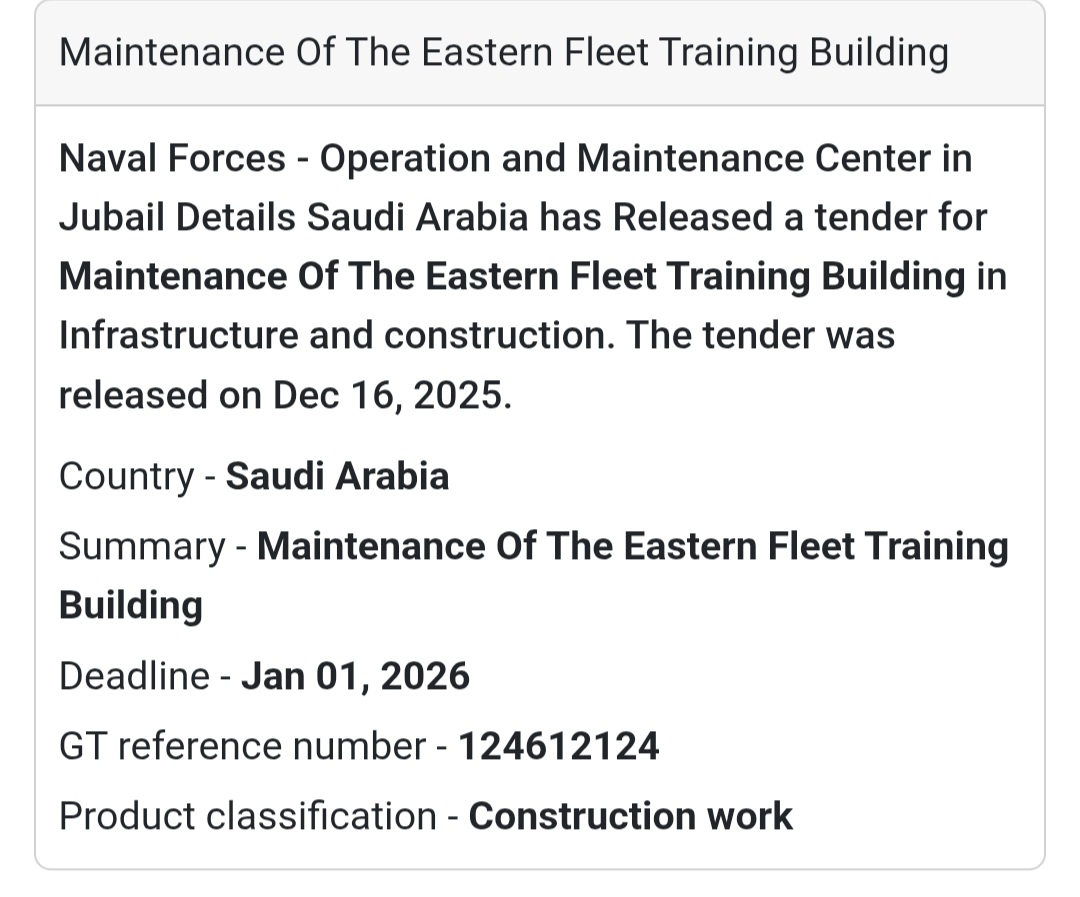 🔔 Building Maintenance Tender | Saudi Arabia 🇸🇦