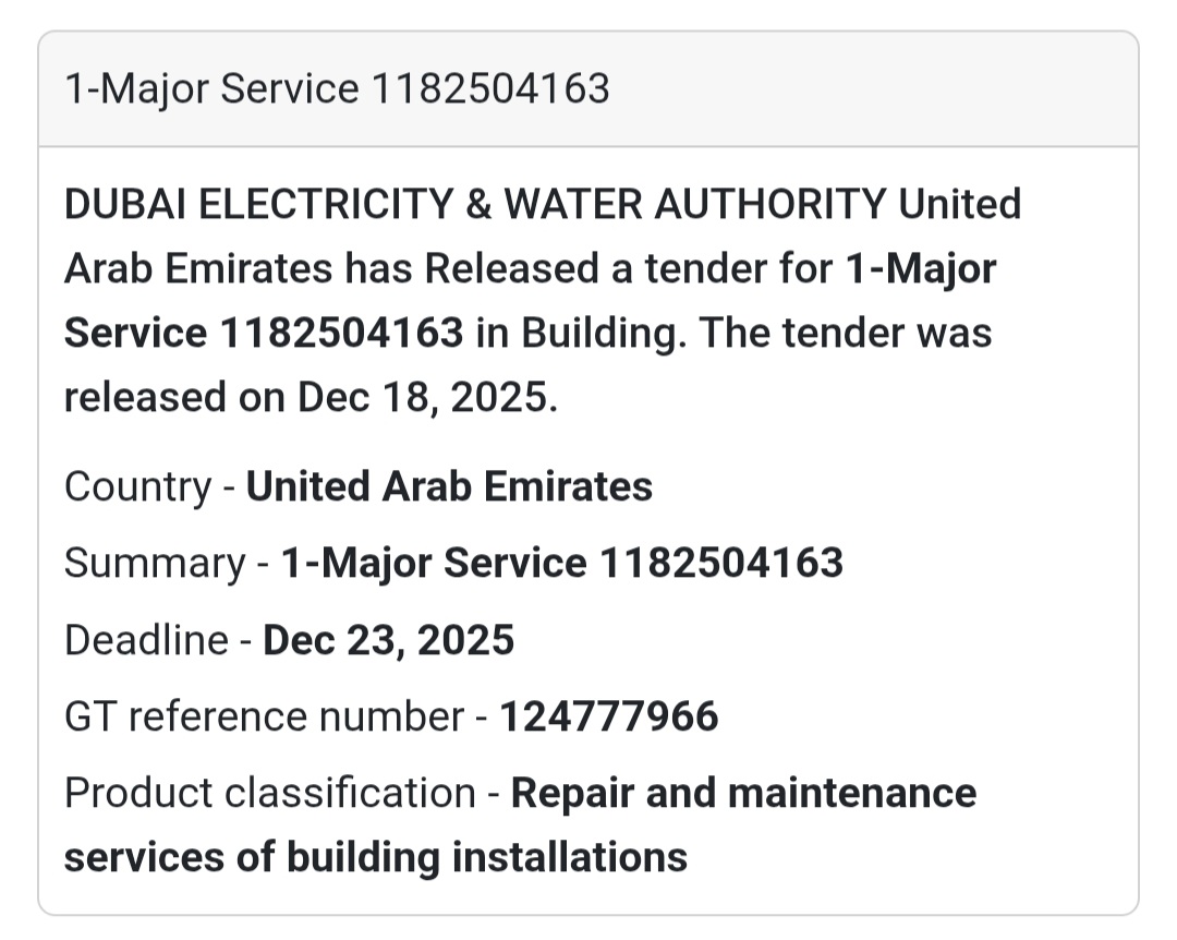 🔔 Building Maintenance Tender | United Arab Emirates 🇦🇪
