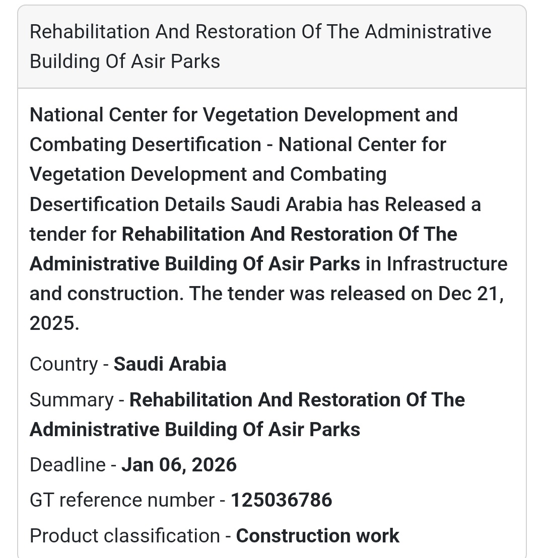 🏗️ Building Rehabilitation Tender – Saudi Arabia