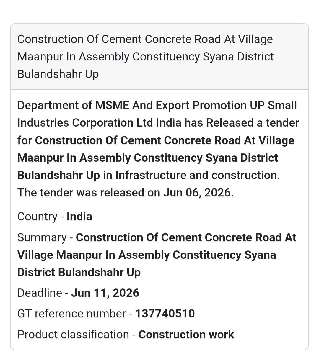 🛣️ Bulandshahr, Uttar Pradesh | Cement Concrete Road Construction