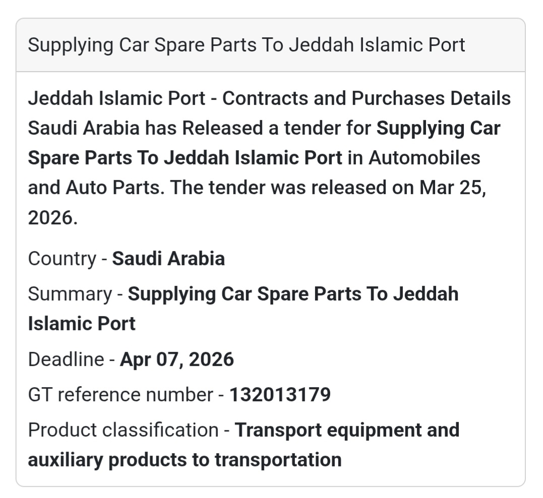 🚗 Car Spare Parts Supply – Jeddah Port