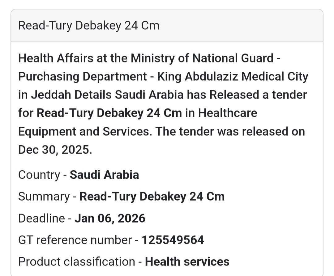 🫀 Cardiovascular Surgery Tender
