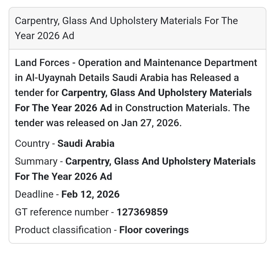 🪵 Carpentry, Glass & Upholstery Materials – 2026