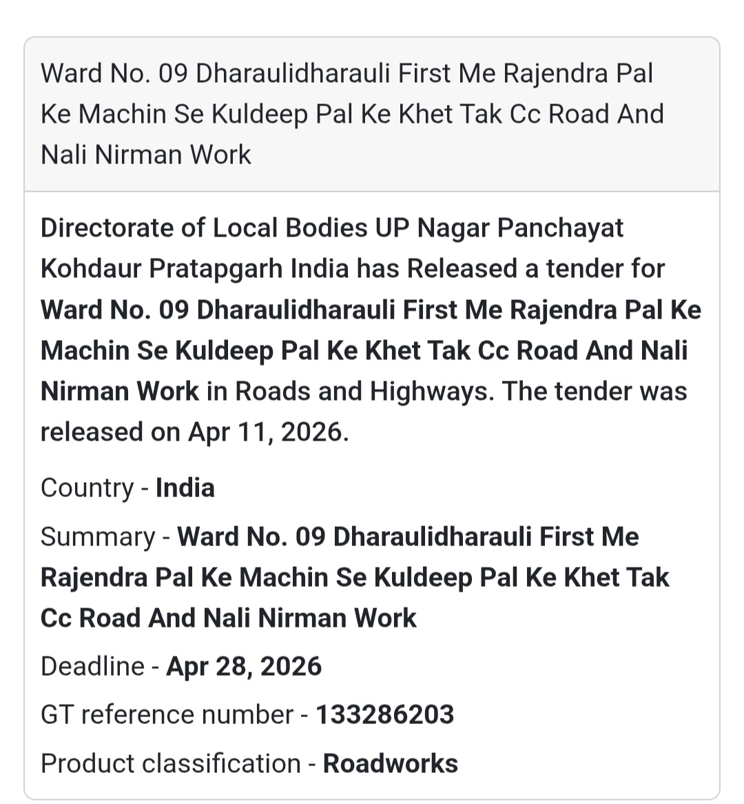 🛣️ CC ROAD & DRAIN WORK – PRATAPGARH (