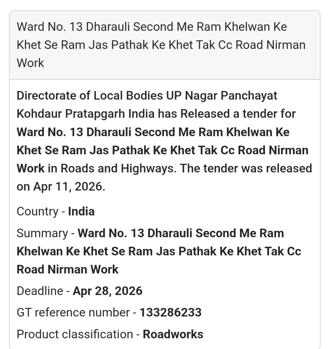 🛣️ CC ROAD WORK – PRATAPGARH