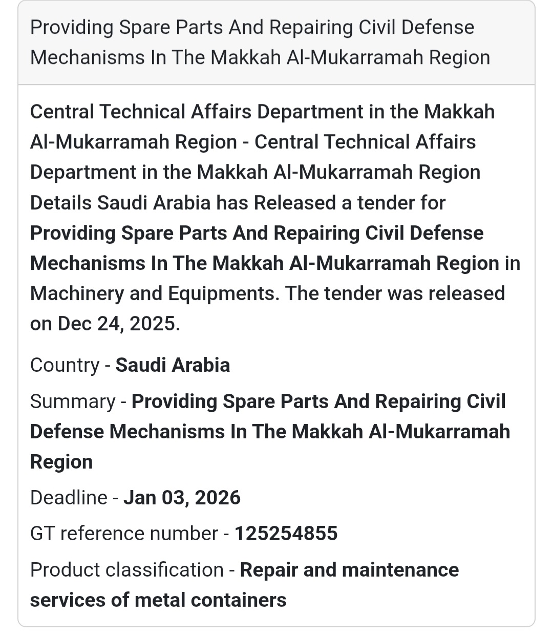 🔧 Civil Defense Mechanisms Repair – Makkah Region 🇸🇦