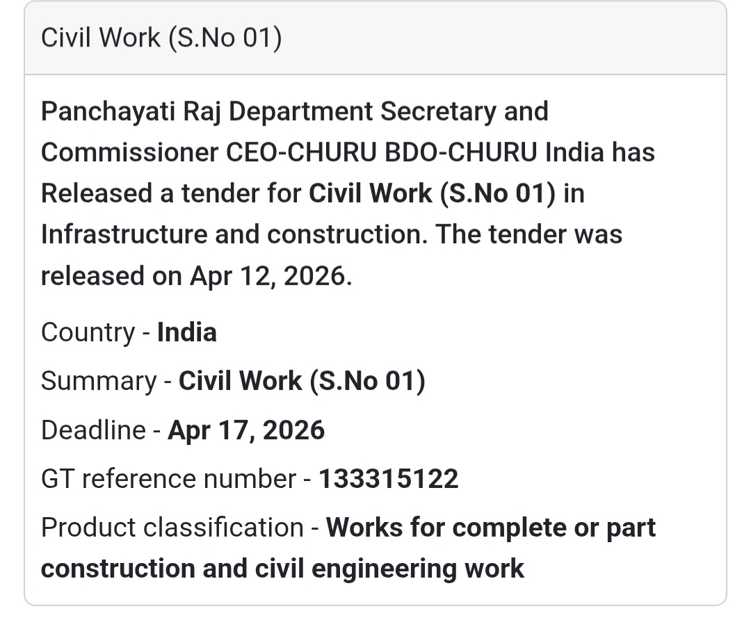 🏗️ Civil Work (S.No 01) – Churu