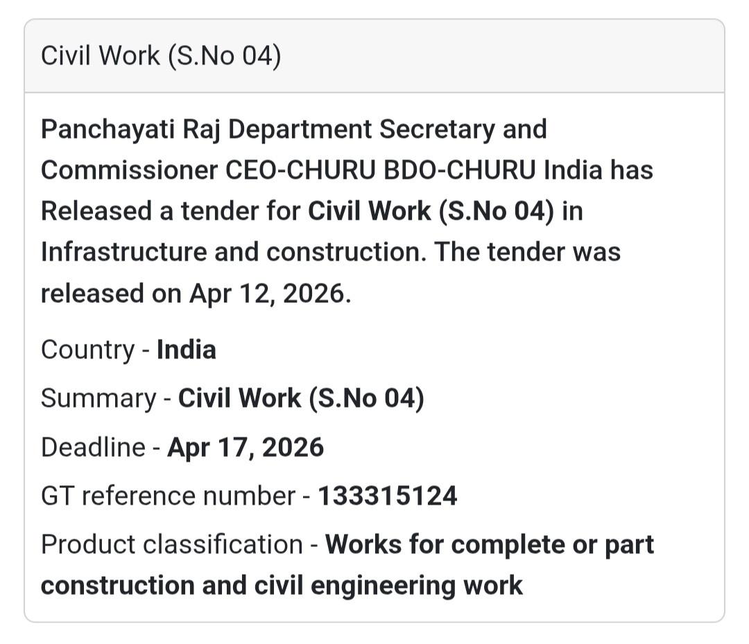 🏗️ Civil Work (S.No 04) – Churu