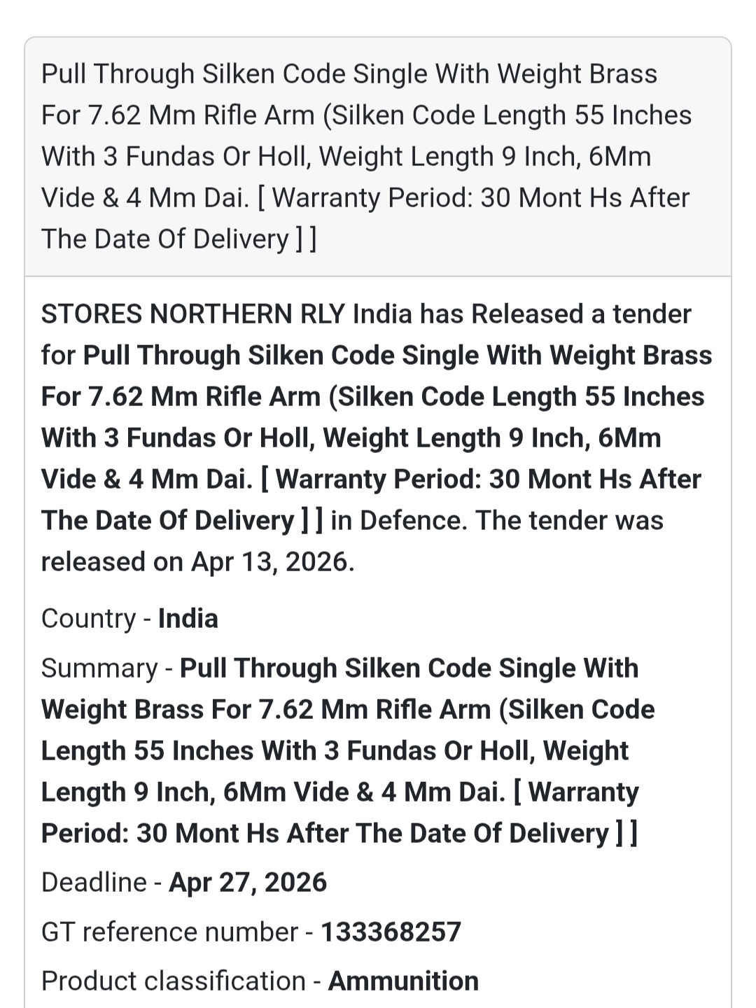 🔫 Cleaning Kit for Rifle (7.62 mm)