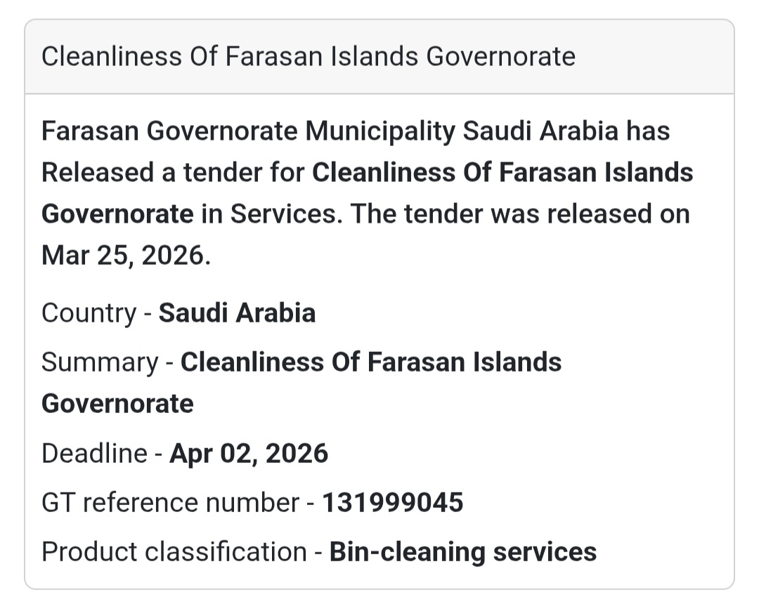 🧹 Cleanliness Services – Farasan Islands